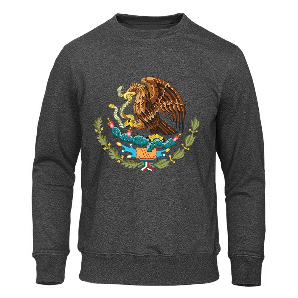 Messico Divina Aquila che tiene un serpente nel becco Felpa da uomo Moda casual con cappuccio Hip Hop Morbide felpe con cappuccio in pile autunnale_voghion.com