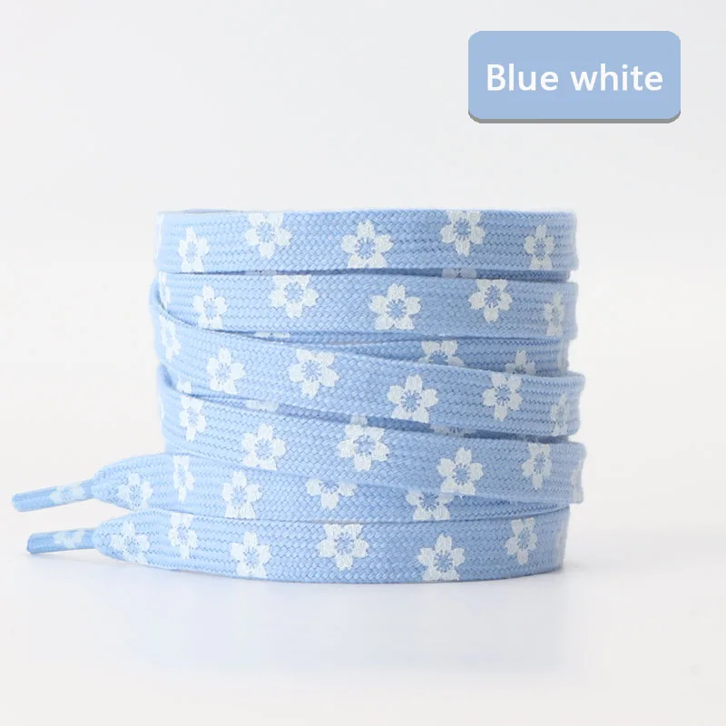 Heart Love Flat Shoelaces with Daisies and Sakura Design