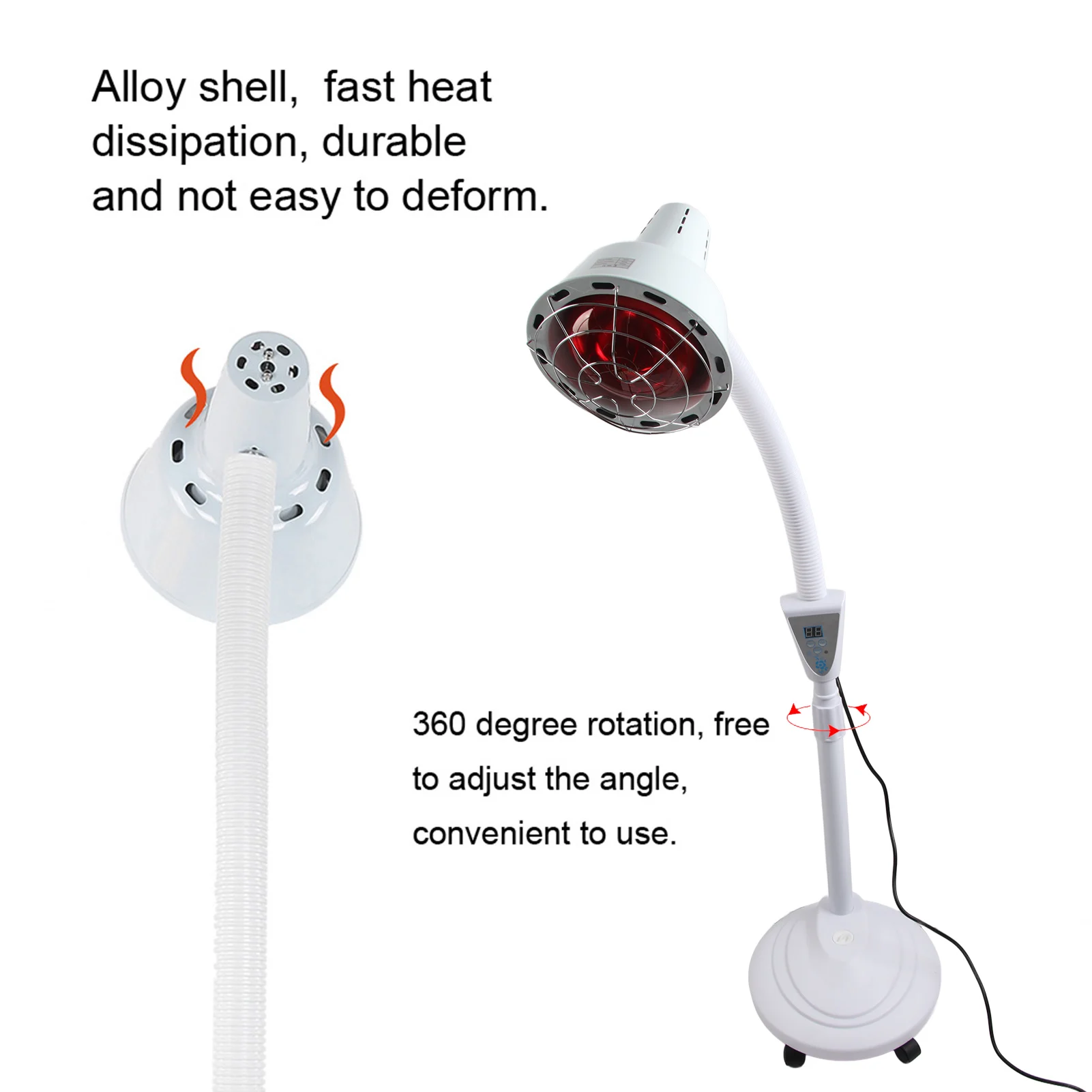 275W Floor Stand Infrared Light Heating Therapy Lamp Pain Relief Adjustable Skin Care Lamp Infrared Heating Light