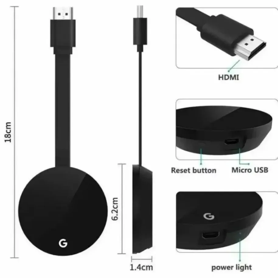 Chromecast Google Wireless WiFi Mirascreen HDMI-Compatible HD Display Dongle Media Streaming Video tv Smart Home For ios/Android