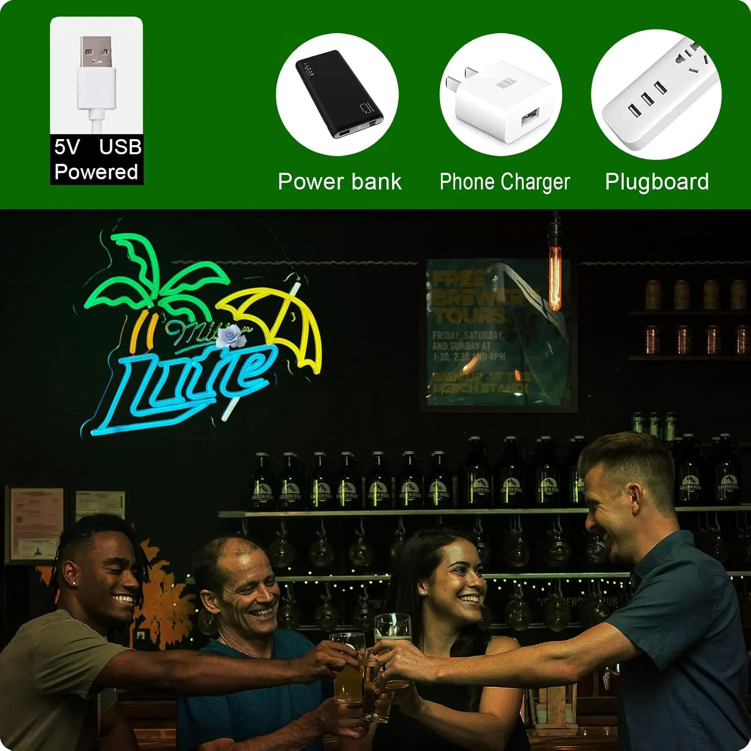 Lite Beer LED Neon Sign - USB Powered Dimmable Light for Wall Decor, Bedroom, Pub, Store, Party, Birthday, Handmade Art Gift