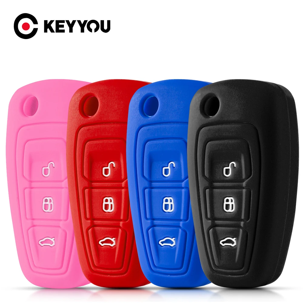 3 Button Silicone Car Remote Key Fob Cover for Ford Ranger C-Max Focus Galaxy Mondeo Transit Tourneo