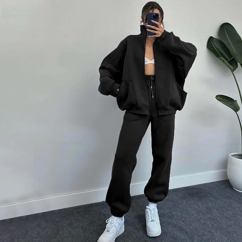 

2024 Spring 2pcs Set Women Sportswear Joggers Tracksuit Solid 2 Piece Sets Womens Outfits Autumn Winter Clothing Matching Set