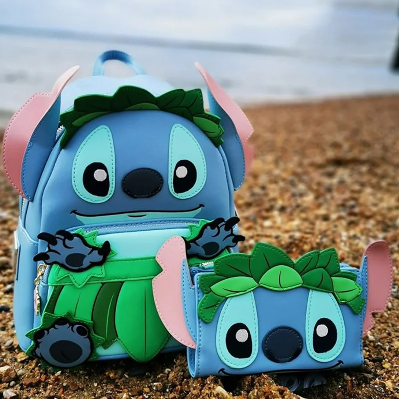 

Disney Lilo & Stitch Leather Backpack Fashion Backpack High Quality Cartoon Schoolbag Leisure Children's Travel Bag Kids Gift