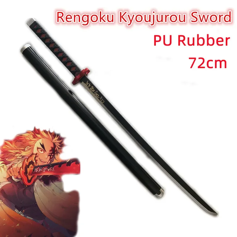 Demon Slayer Katana Kimetsu No Yaiba Sword Kyoujurou Giyuu Blue Zenitsu Cosplay Weapon Props Decoration Safety Rubber