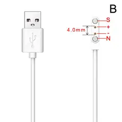 Universal Magnetic Charging Cable for Smart Watches - Black USB Power Charger (White 4.0mm 2pins)