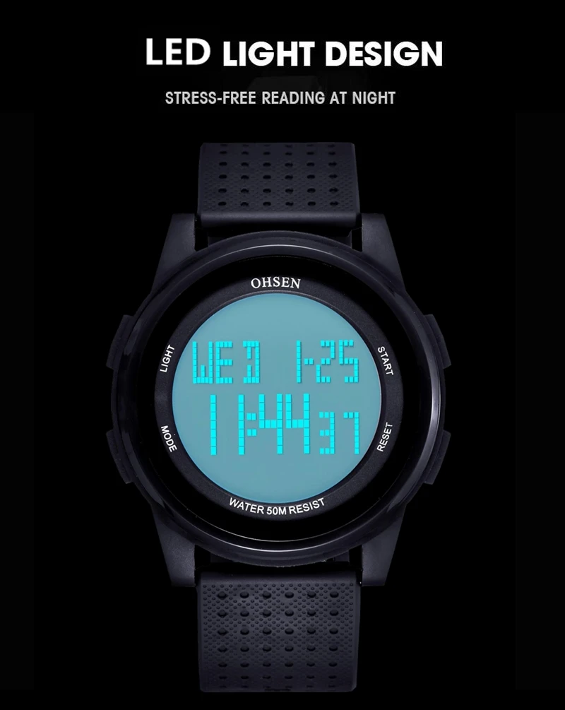 Unisex Waterproof LED Sport Watch - Fashionable Digital Timepiece