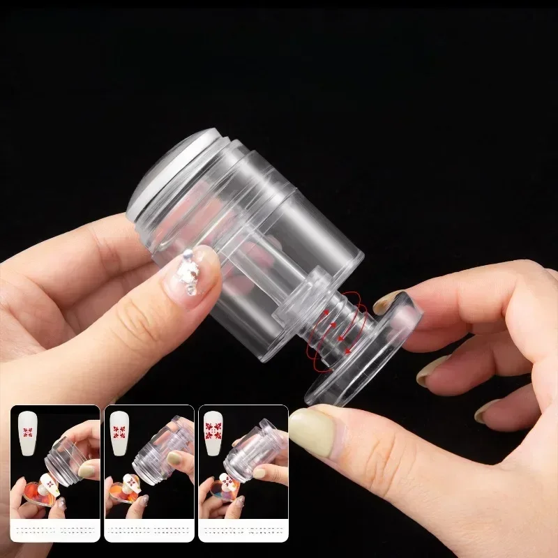 

Rotatable Transparent Nails Stamps Adjustable Pattern Size Silicone Seal Stamper Scraper Fingertip Printing French Nail Art Tool