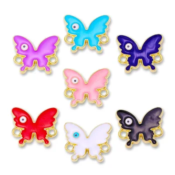 패션 디자인 에나멜 컬러 나비 파란 눈 보석 커넥터 매력 팔찌 목걸이 귀걸이 DIY 보석 만들기 부적