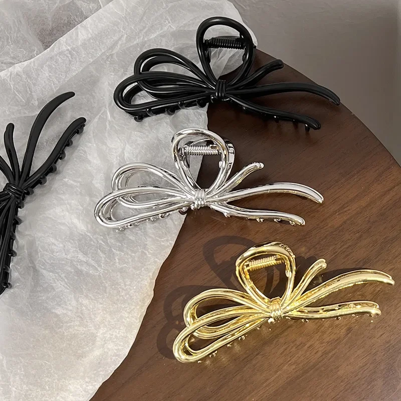 

Alloy Butterfly Bow Knot Hair Claw 2023 Summer New Fashion Hairpin Elegant Design Shark Clip Hair Accessories for Women Headwear