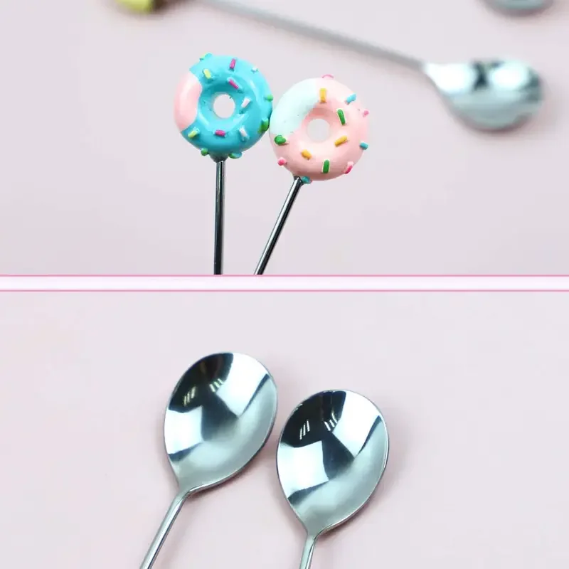 Stainless steel spoon Household creative ice cream dessert stirring cute coffee spoon4pcs