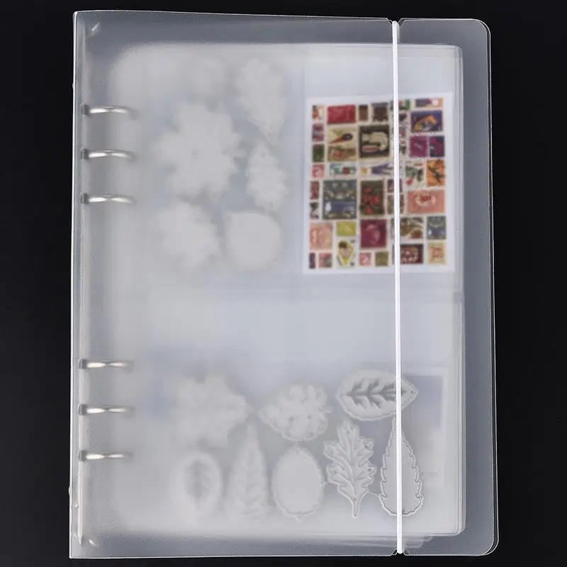 A5 6-Hole Strap Storage Clip Folders Scrapbook Cutting Die Storage Organizing Sticker Transparent Bag Book Booklet