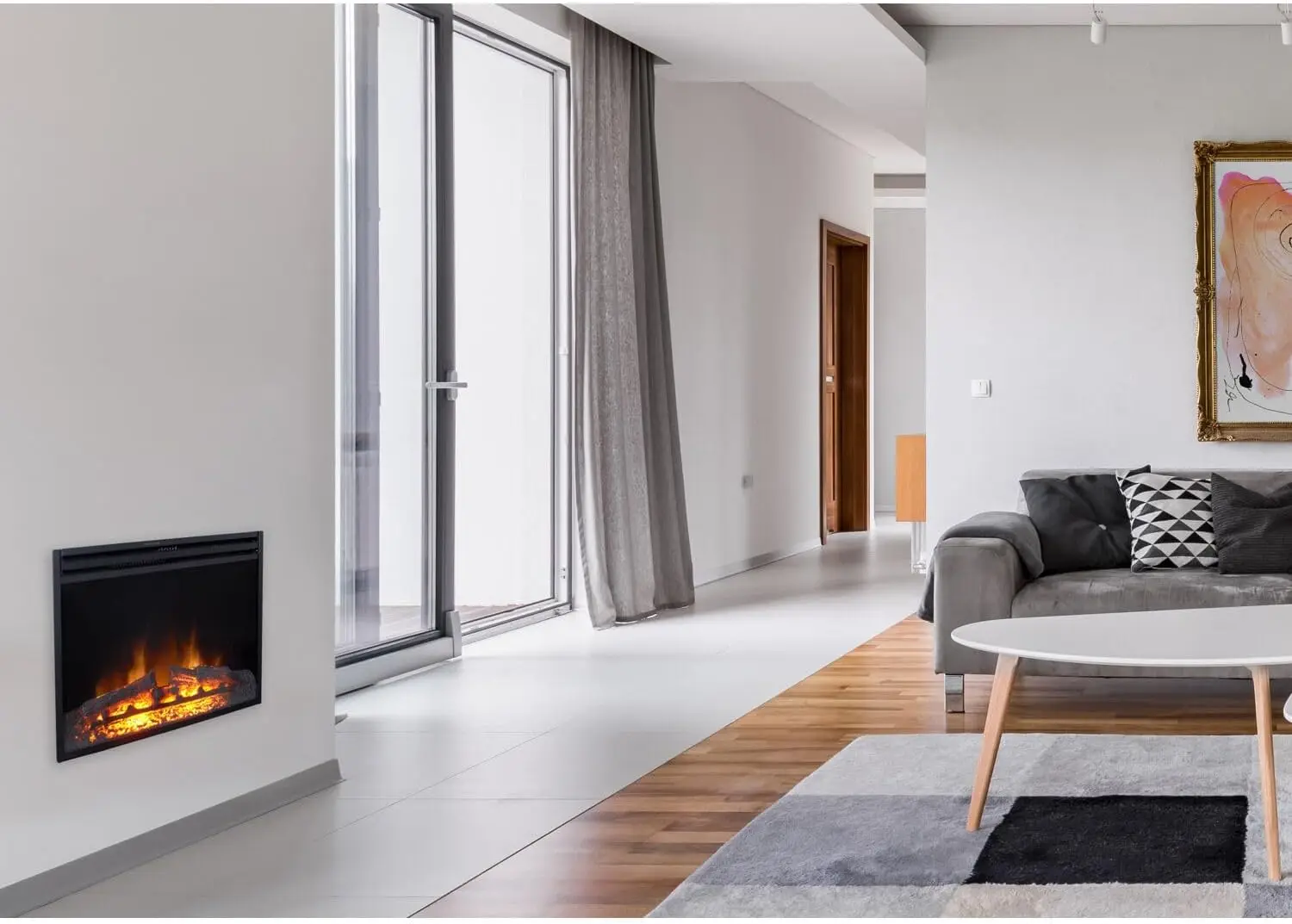 23-In. Freestanding 5116 BTU Electric Fireplace Heater Insert w/ Remote Control & Timer Flame Effect, Safety Shut Off, Dimmer 2