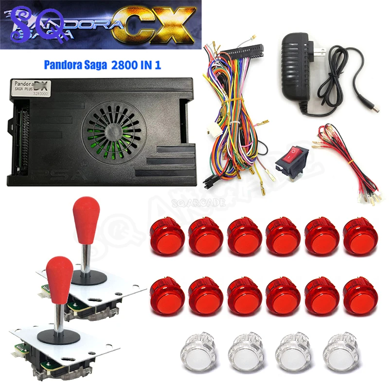 

Arcade Pandora SAGA Box DIY Kit 2800 Family Games LED Transparent Snap Button 5 Pin 8 Way Joystick for Arcade Video Game