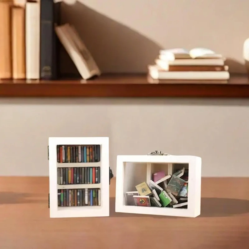 Anti-Anxiety Bookshelf With 60 Books Miniature Book Match Boxes Gifts Shake Away Your Anxiety House Decoration