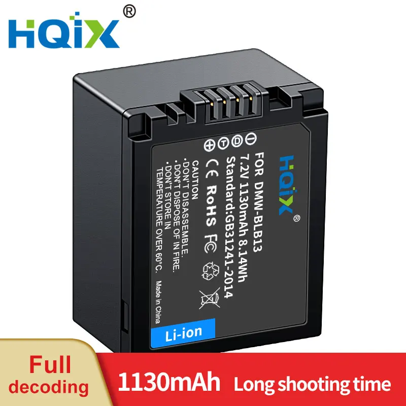 Hqix Per Panasoinc Lumix Dmc-G10 G1 G2 Gf1 Gh1 Fotocamera Dmw-Blb13 Batteria Del Caricatore