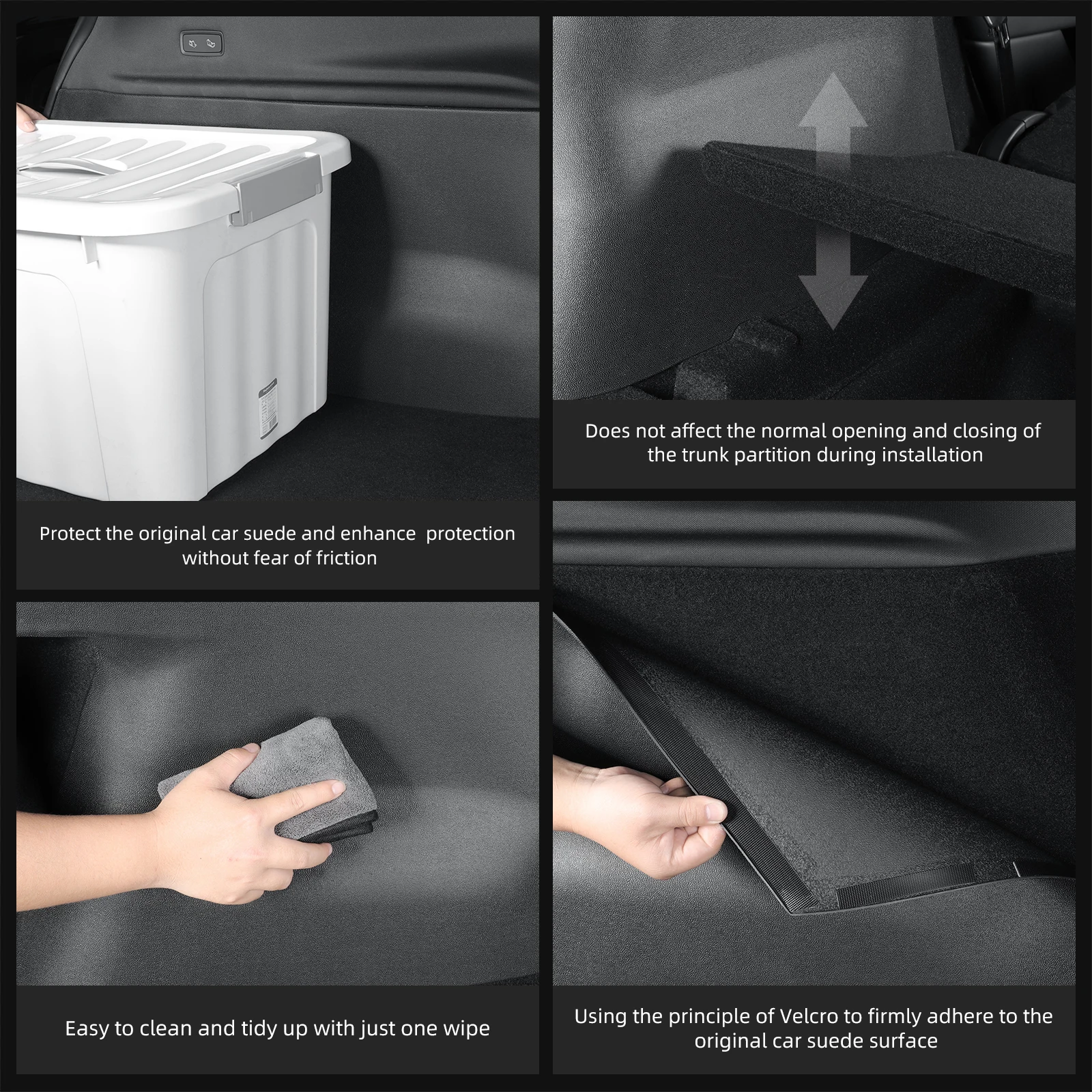 SMABEE for Tesla Model Y Launch Juniper Rear Trunk Side Anti-Kick Pad Full Coverage Protection Car Anti-dirty Pad Black