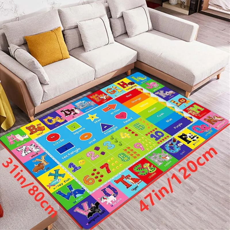 Play Rug Playroom Floor Mat Alphabet Numbers Animals Educational Area Crawling Rugs Room Classroom Nursery BedRoom Decor Carpet 5