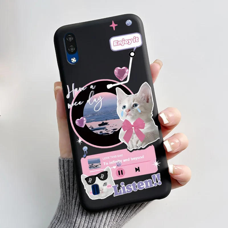 Silicone Soft Black Cover with Cute Cat Astronaut Design