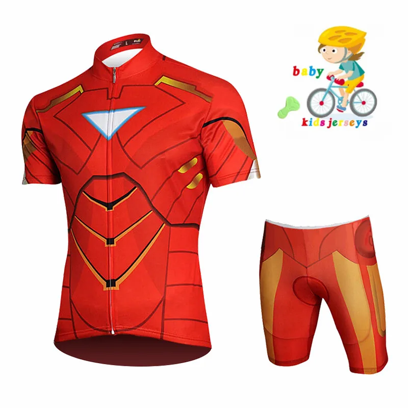 Spider Cycling Jersey Set for Children, Short Sleeves, Cycling Clothing, Racing Sport Jersey, Boys and Girls, Bike Wear, New 3