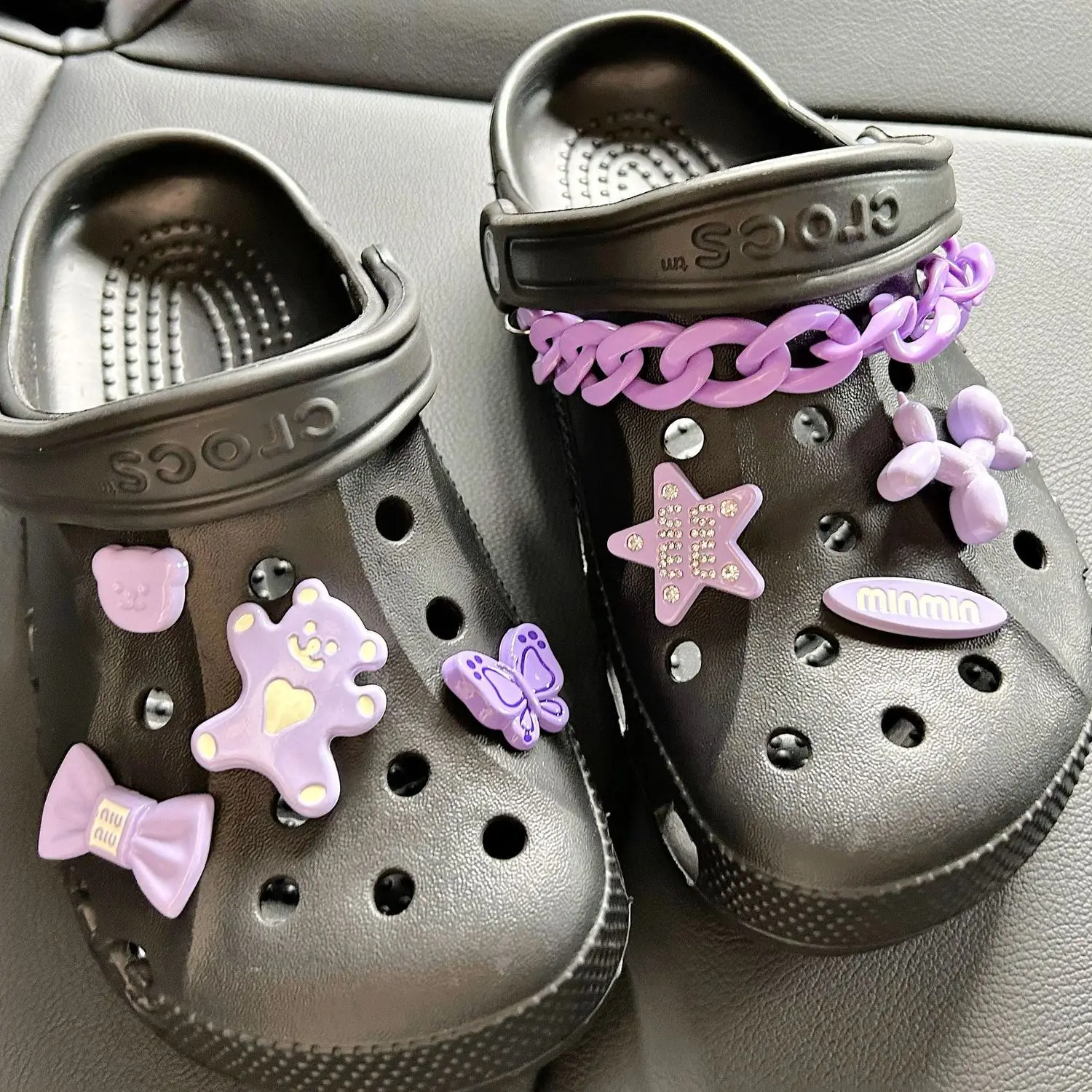 

New Purple Bear Series Croc Charms Designer Lovely Accessories Ins Popular Adornment for Clogs Sandals Cute Footwear Decoration