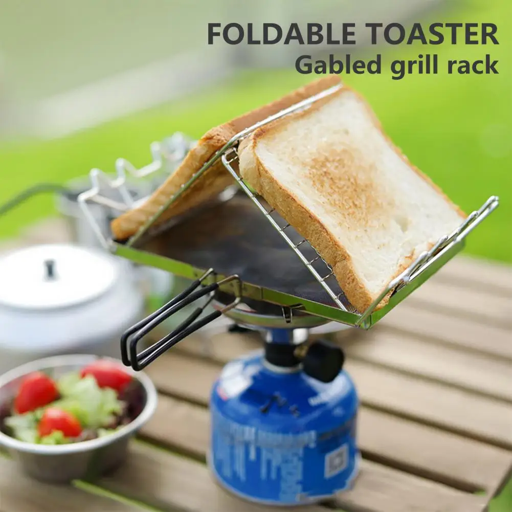 

Outdoor Stainless Steel Toast Rack Grill Net Foldable Toast Bread Tray Rack Food Grade Camping BBQ Supplies