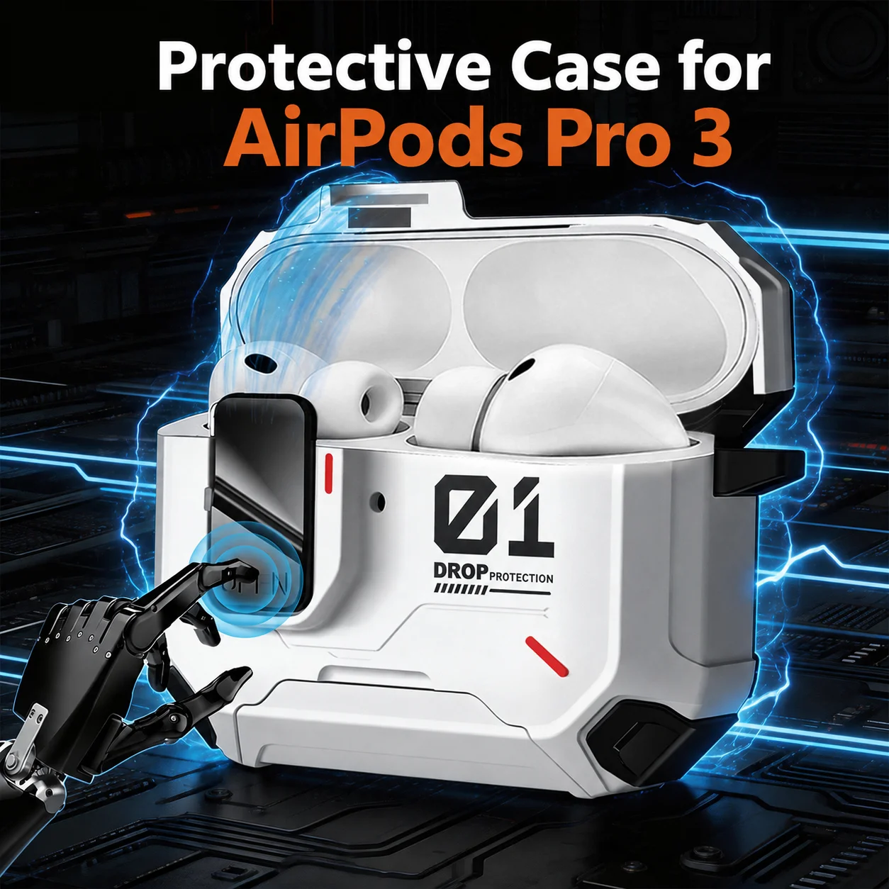 Rugged Protective Hard Shell Case with Carabiner
