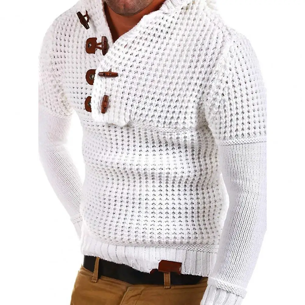 

Men Knitwear Pullover Sweaters Retro Solid Color Knitted Plaid V-neck Ribbing Cuffs Hoodies Clothes for Winter