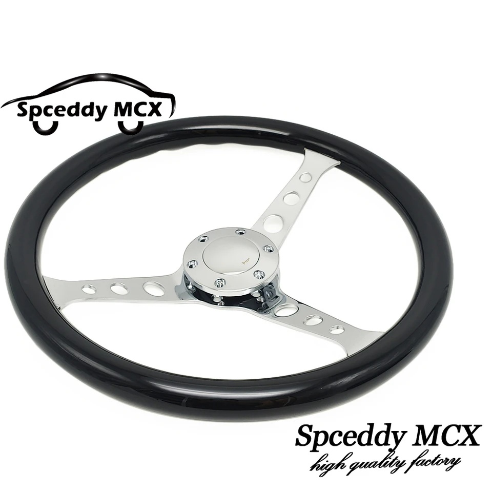 本物の木製 15 インチステアリングホイール 9 穴スポークロゴなしカー