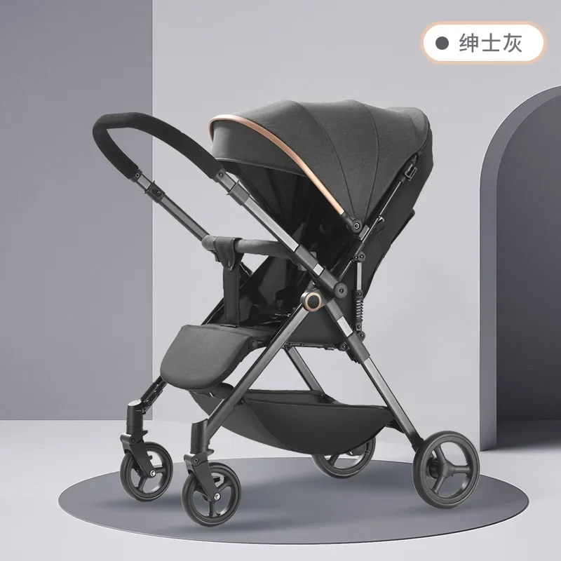 

2024Can Sit and Lie Down Two-way Ultra-light Portable Folding High Landscape Four-wheeled Shock Absorber Baby Stroller