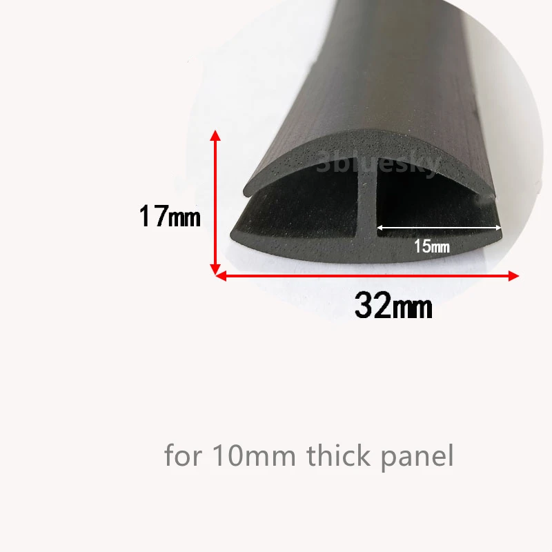 Sealing Strip Rubber Seal Strip Edge Banding Strip H Shape Rubber Sealing Strip Edge Banding Encloser Shield for Frameless Glass Metal Panel Board Seals Black