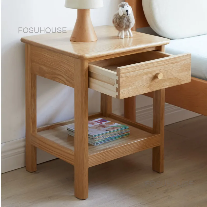 

Solid Wood Bedside Tables Modern Small Square Nightstands Bedroom Furniture Accent Wooden Storage Cabi Home Storage Nightstand
