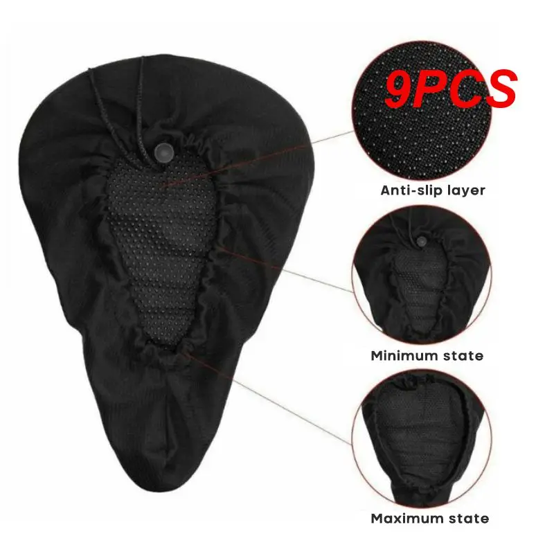 

9PCS Protective Gear Cushion Mountain Bike Cycling Thickened Extra Comfort Ultra Soft Silicone 3D Gel Pad Cover Saddle