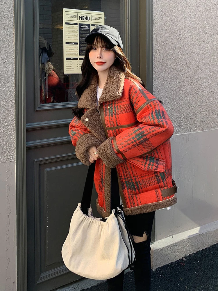

Winter Vintage New Lamb Fur Coat Women Short Jacket Warm Soft Faux Fox Hair Fashion Female STREETWEAR 2023 new