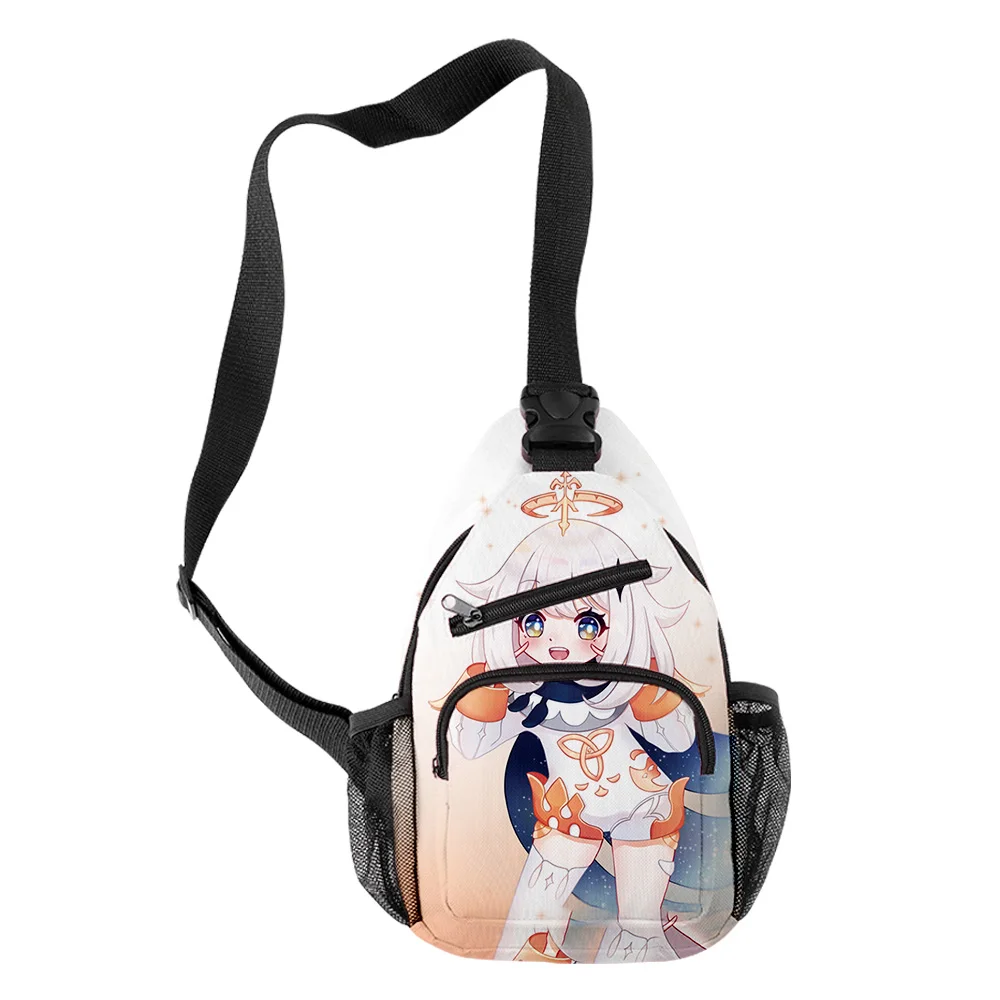 Popular Youthful Genshin Impact Paimon Boys/Girls 3D Print Chest Bag Oxford Waterproof Sports Crossbody Travel Bag Shoulder Bags