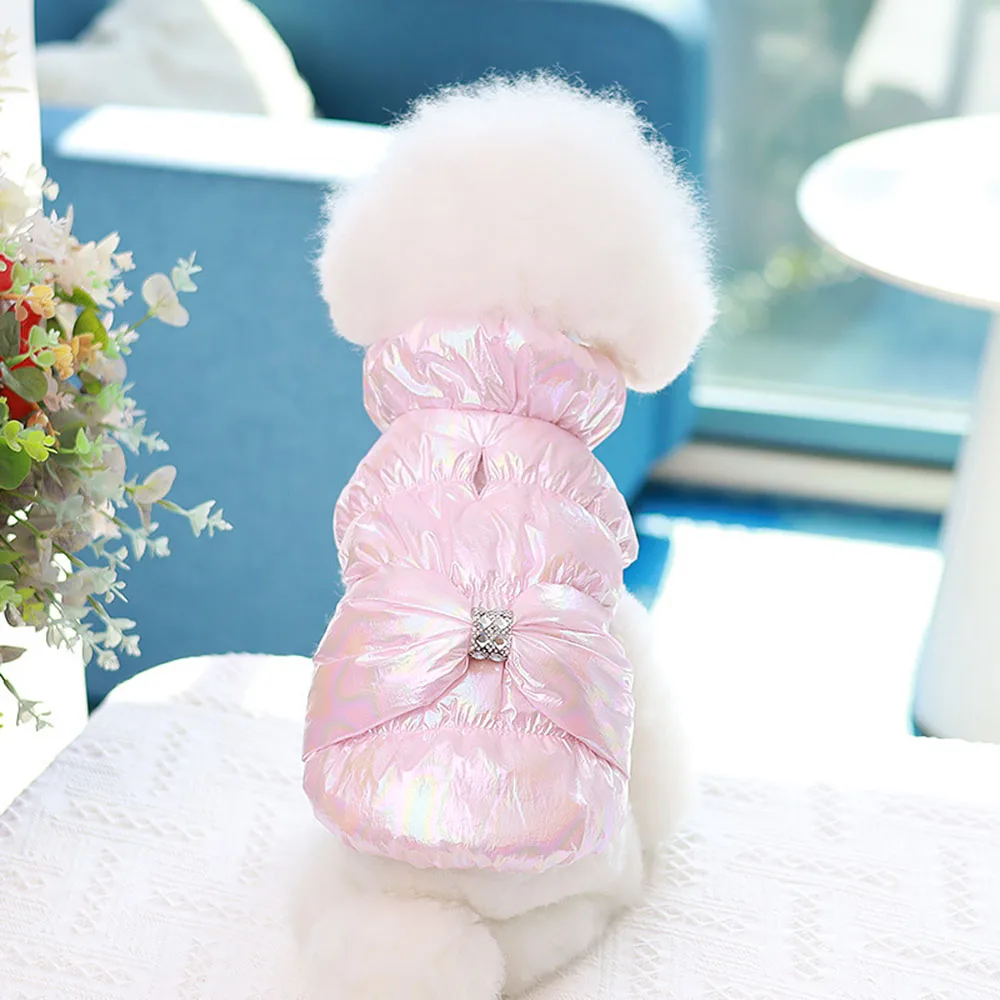Princess Dog Cat Warm Coat Jacket with Big Bow Design Pet Puppy Hoodie Dress Winter Clothing Outfit pet jacket