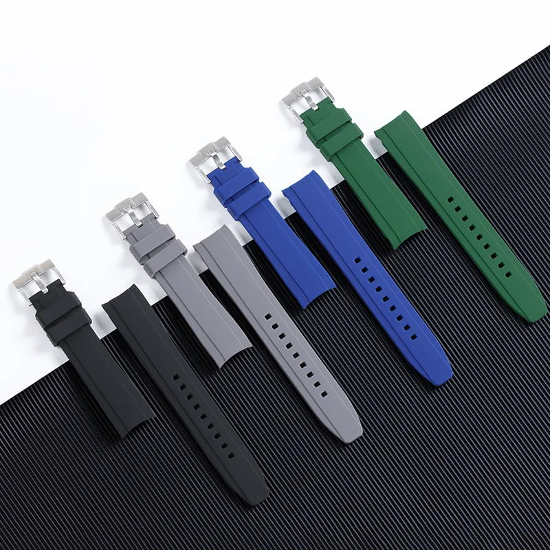 Hochfestes Silikon-Uhrenarmband mit gebogenem Ende, 20 22 mm, weiches Armband für Omega für Swatch Planet Moon Uhrenzubehör – Detail 4