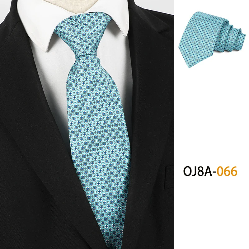 Modische 8 cm Herren-Krawatte, gutes Handgefühl, Druckmuster, klassische Krawatten für Herren, Polyester, Blumenmuster, formelle Business-Hochzeitsaccessoires – Detail 23