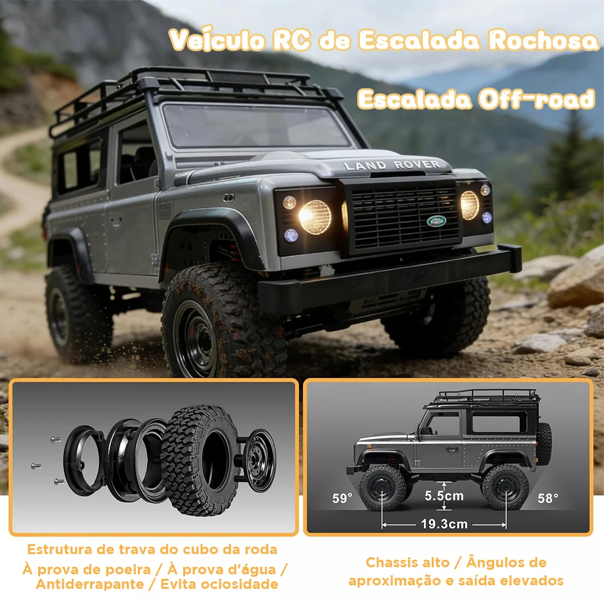 BRASTOY Carro de Controle Remoto 4x4 Jeep RC RTR Rock Crawler 1:12,Enviado do Brasil