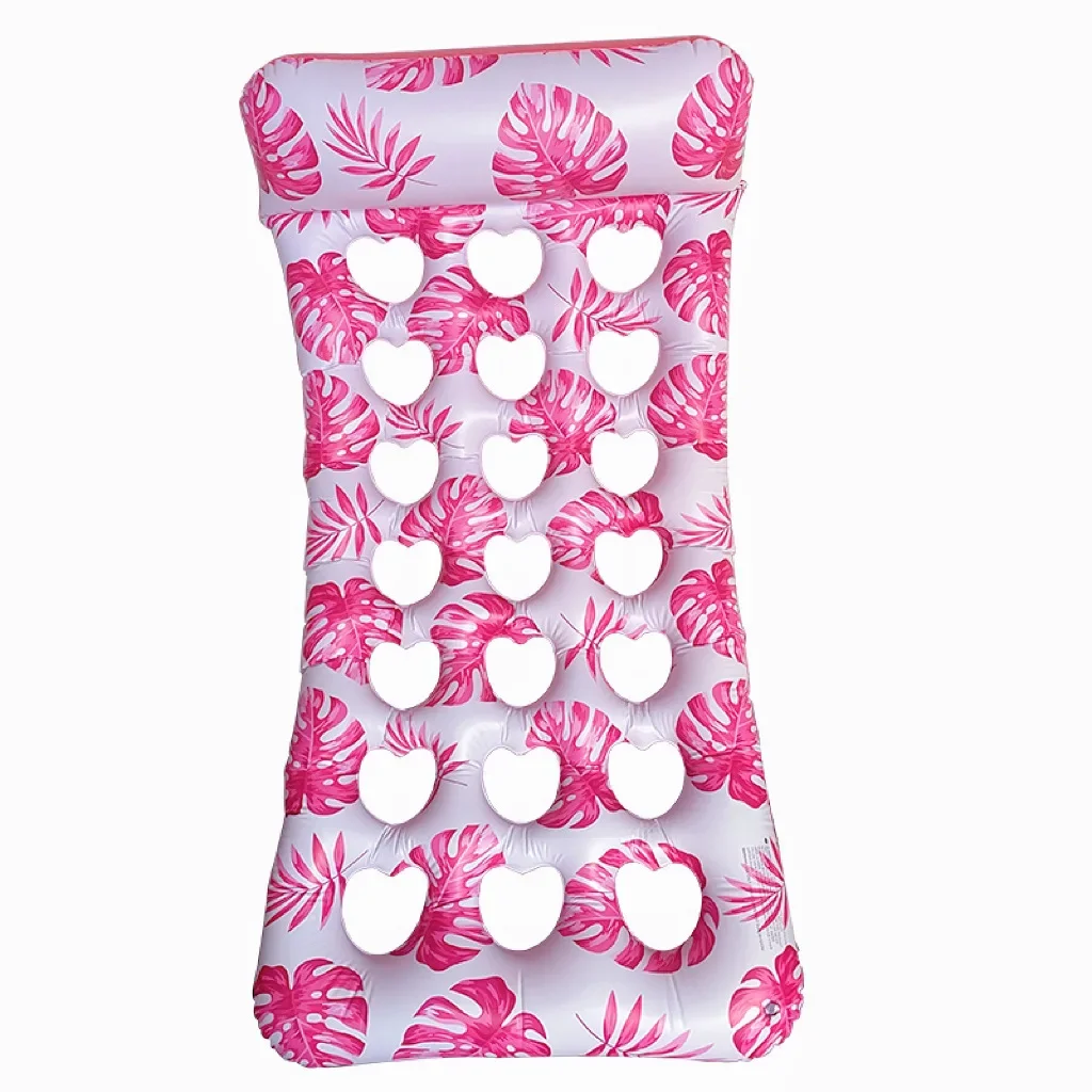 Inflatable Leaf Print Outdoor Swimming Ring Adult Floating Bed Inflatable Leaf Floating Dock for Sports And Entertainment