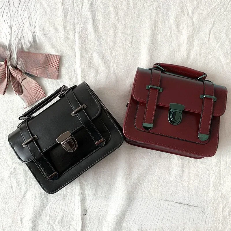 Women Vintage Preppy Solid Crossbody Bag Fashion Japanese Streetwear Casual Handbags Y2k Aesthetic Girls All Match Shoulder Bags