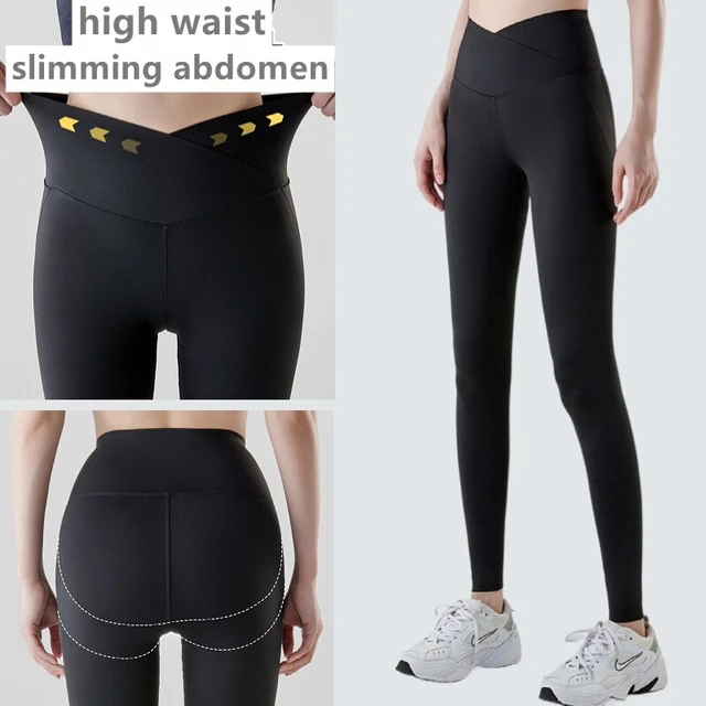 High Waist Sports Leggings with Contouring Design in Black – Chi
