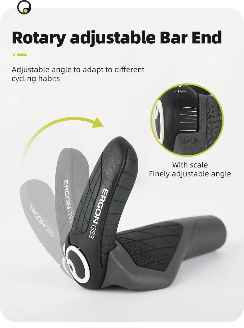 ERGON GS3 Fahrradlenkergriffe, rutschfeste Gummigriffe, MTB-Fahrradgriffe, verstellbare Lenkerenden, Handgriffe 5Nm – Detail 4