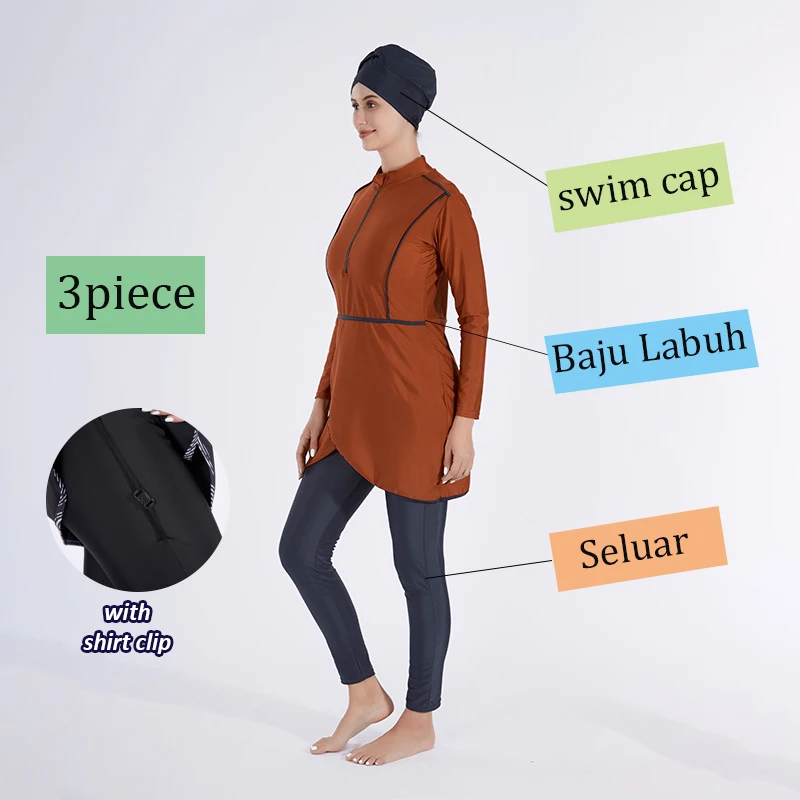 Muslim Modest Swimwear Hijab Swimsuit Women Swimming Suit Cover Ups Burkini Hijabs For Woman Islamic Long Sleeve Bathing Swim