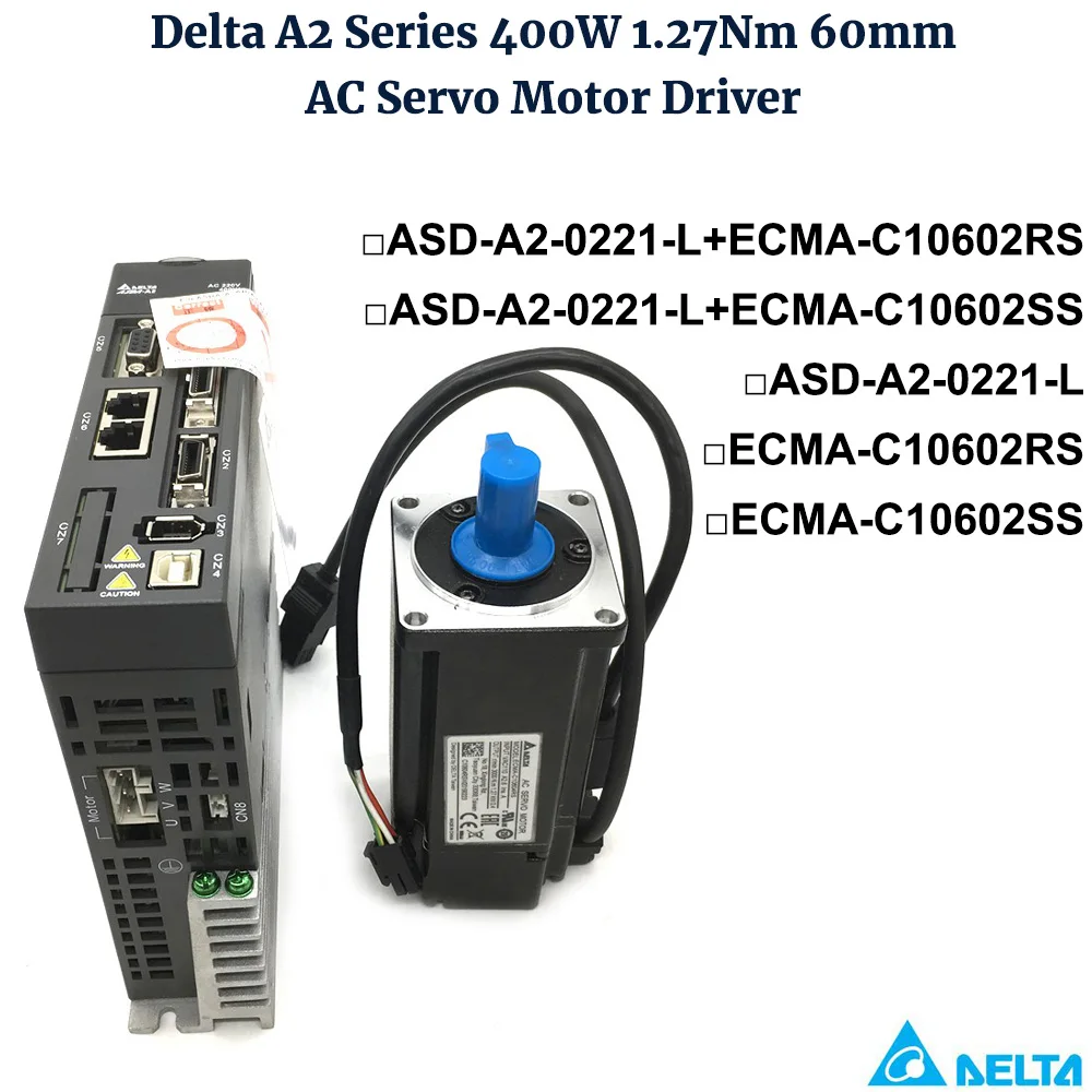 

1.27Nm Delta A2 400W 60mm ECMA-C10604RS ECMA-C10604SS Brake ASD-A2-0421-L AC Servo 220V Motor Driver Kit 0.4KW 3000rpm & cable