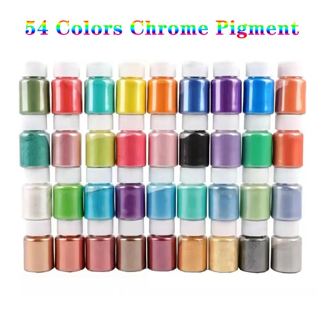 54 Colori 10G Glitter Chrome Nail Powder Mermaid Pearl Aurora Pigment Powder Nail Mirror Effect Glimmer Dust Nail Chrome Pigment