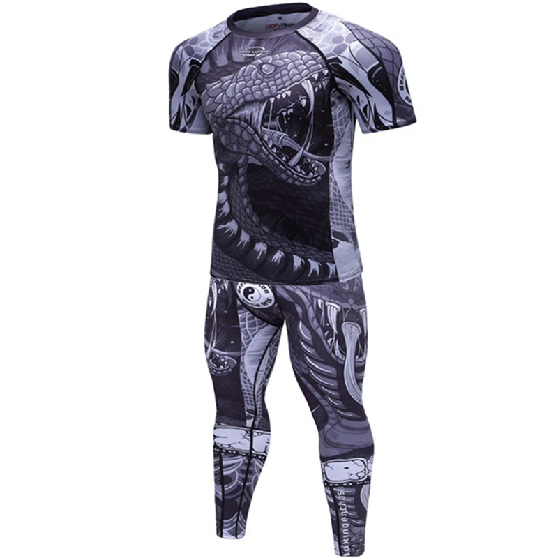 Jiu Jitsu Boxing T shirt + Pants Rashguard Men Muay Thai MMA Shorts Bjj Kickboxing 4pcs/Sets Boxeo Fitness Sport Suits Gi T-shirt sports apparel mens t shirt