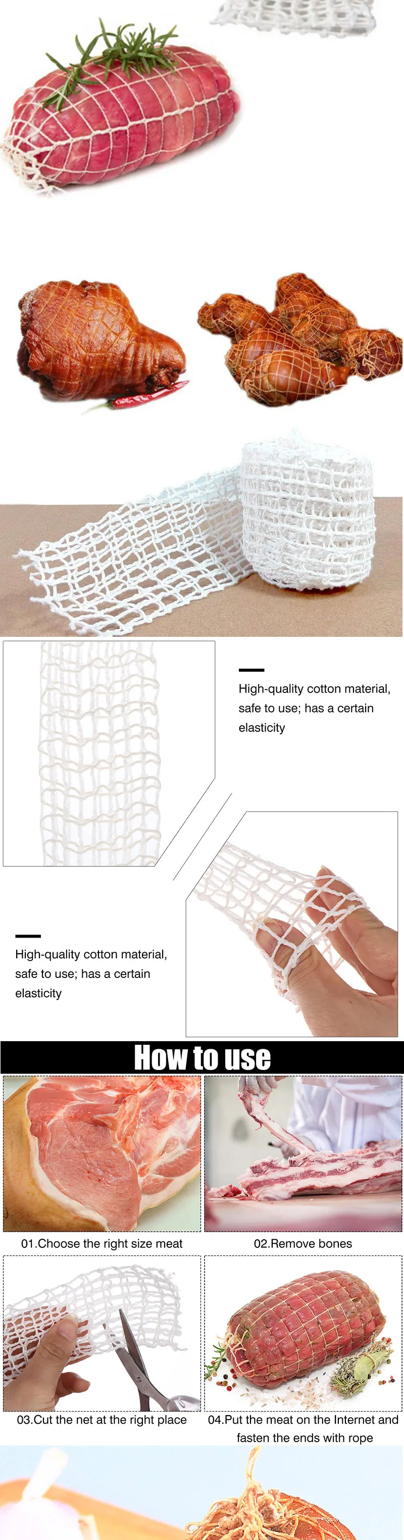 Description Picture 3 of itemKitchen Household Net Pocket Barbecued Pork Net Braided Hoof Loose Frame Rope Line Rope Set Elbow Cotton Accessories Net Set 5M