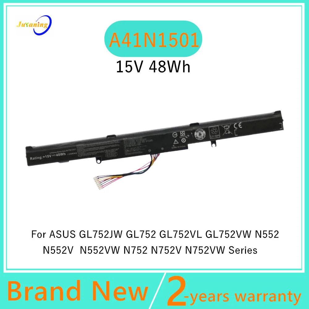 48Wh Replacement Laptop Battery A41N1501 – For ASUS ROG N552 N552V N552VW N752 N752VX GL752 (4-Cell, 15V)