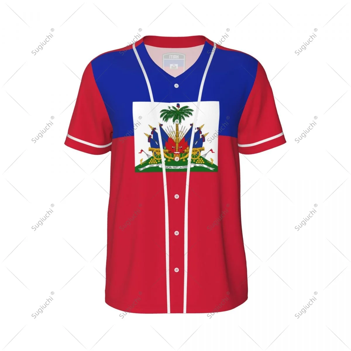 3D Printed Haiti Flag Men Baseball Jerseys Mesh Sports T-shirt Tees Name Nunber
